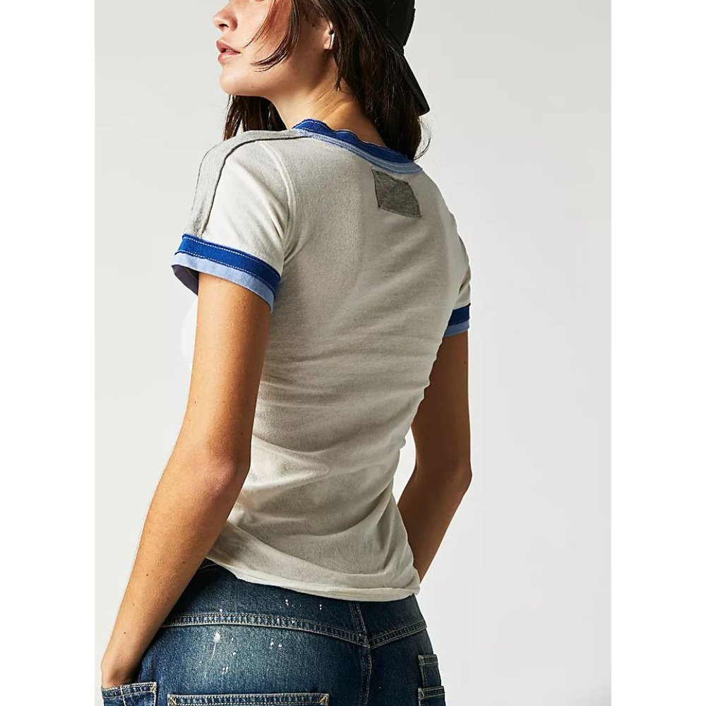 FREE PEOPLE Sporty Mix Tee / Nilla Cream - Picture 2 of 11